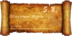 Slezinger Miksa névjegykártya